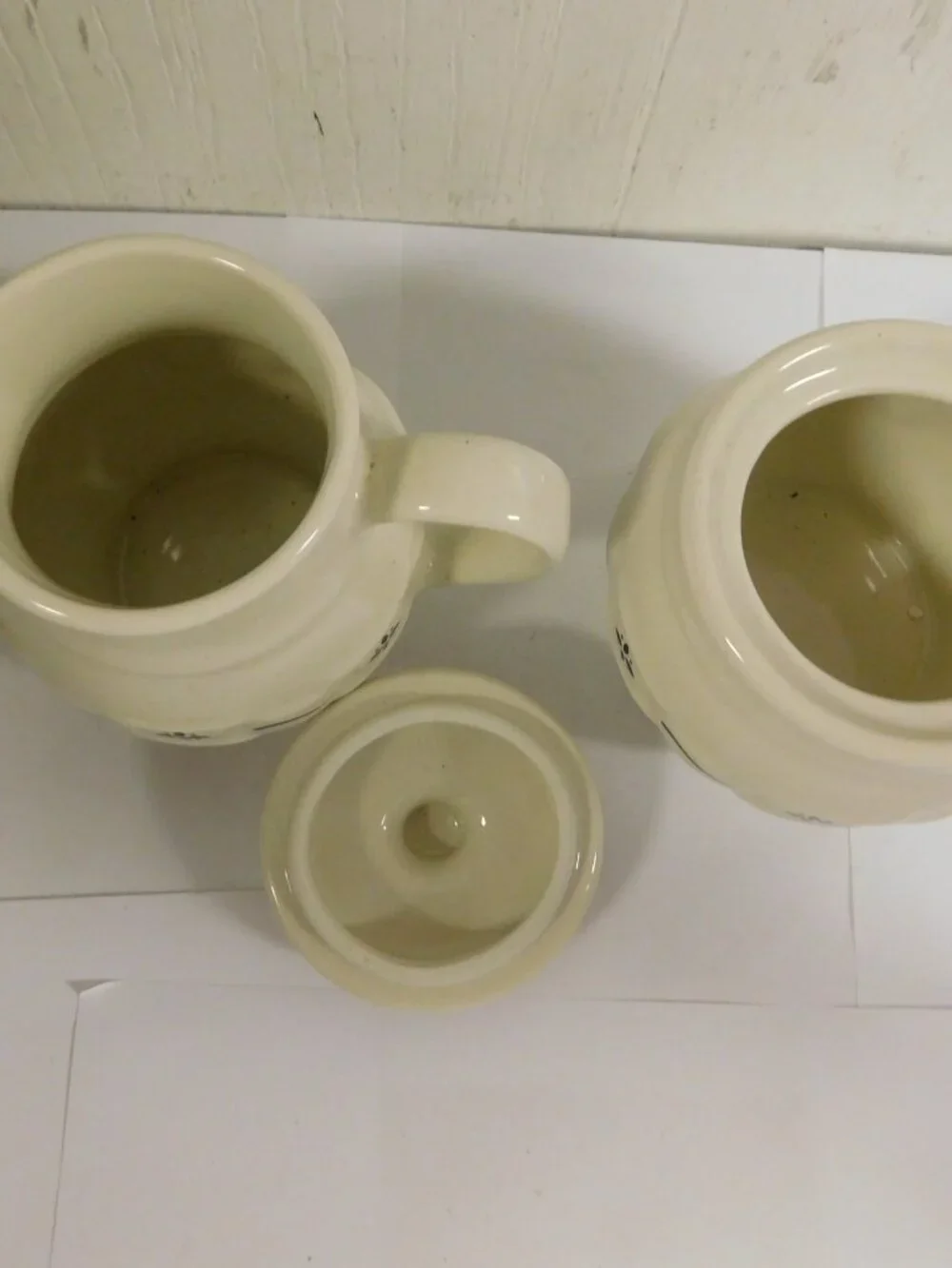 Longaberger Woven Traditions Blue Covered Sugar Bowl & Cream Pitcher USA Made